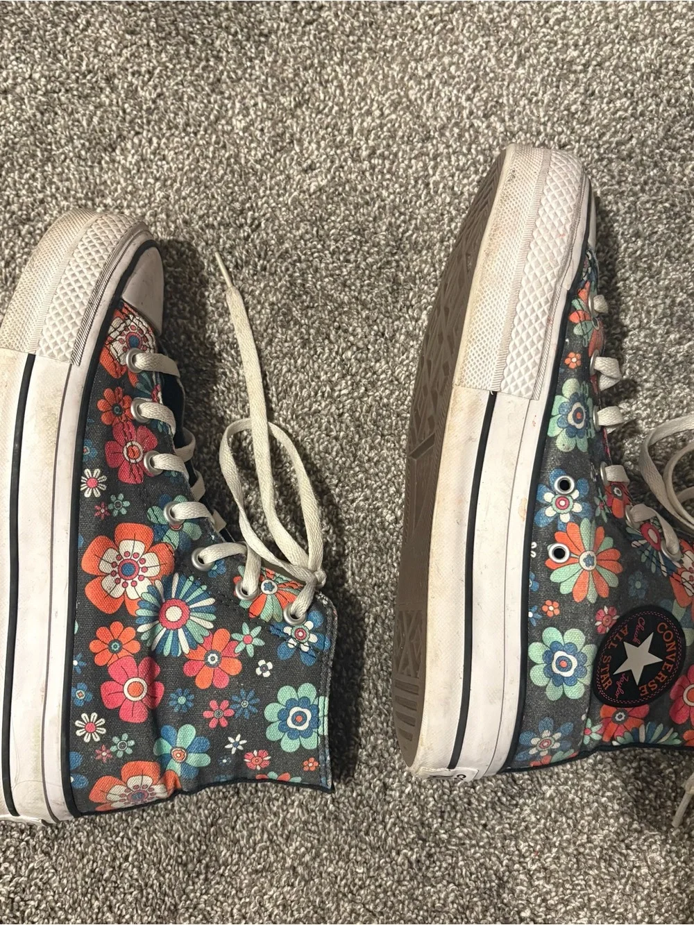 Floral High-Top Converse Sneakers - Black Multi - Picture 3 of 7
